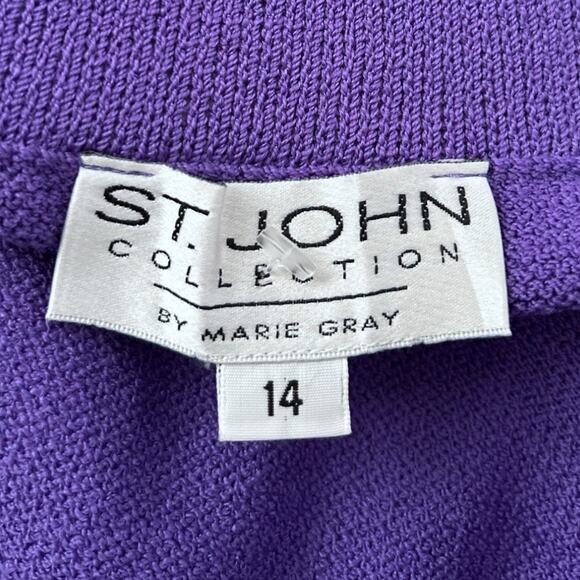 St. John Collection Santana Knit Pull-On Mini Skirt Womens 14 Purple Made in USA - Picture 3 of 4